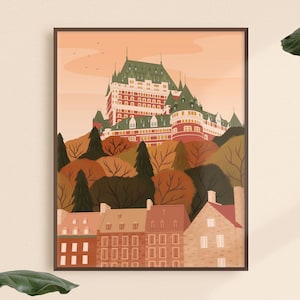 Canada Art Print, Quebec Wall Art, Chateau Frontenac Illustration Print, Quebec City Travel Poster, Canadian Art, Fall Illustration Print