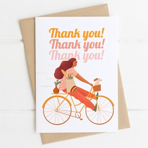 Tarjeta de agradecimiento para ciclista, tarjeta de agradecimiento en bicicleta, tarjeta de felicitación para ciclistas, tarjeta de amante del ciclismo, tarjeta para amante de la bicicleta para mamá, ilustración de bicicletas