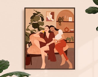 Lesben Paar Kunstdruck: Queer feministisches Paar Wanddeko