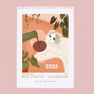 2025 Cat Calendar, Cat Wall Calendar, Gift for Her, 2025 Illustrated Calendar, Cat Lover Gift, Illustrated Monthly Calendar