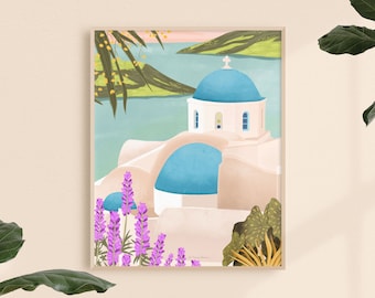 Greece Art Print, Santorini Print, Mediterranean Wall Art, Travel Gift, Housewarming Gift, Travel Print, Travel Poster