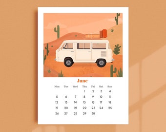 2023 Travel Calendar, 2023 Wall Calendar, Gift for Her, 2023 Illustrated Calendar, Travel Gift, Boho Calendar, Illustrated Monthly Calendar