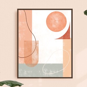 Art mural de formes abstraites, impression d'art de formes géométriques, affiche minimaliste bohème, affiche rose pastel, art mural de couleurs douces, impression abstraite neutre