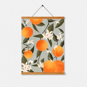 Fruit Print, Botanical illustration Print, Lemon Print, Fruit Kitchen Poster, Citrus Wall Art, Fruit Illustration, Oranges Art Print With Hanger
