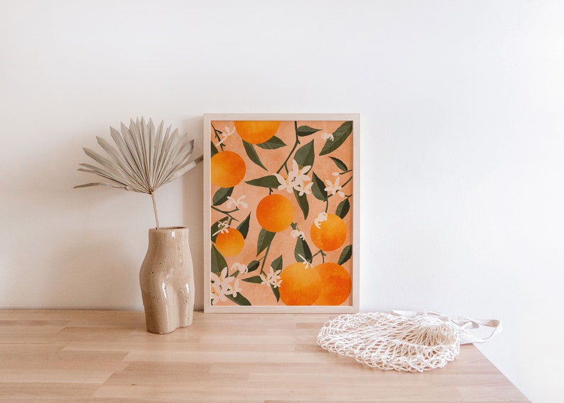 Citrus Botanical Print, Framed Citrus Art, Lemon Print, Wall Art, Fruit Print, Orange Botanical Illustration, Plant Print, Poster Hanger image 4