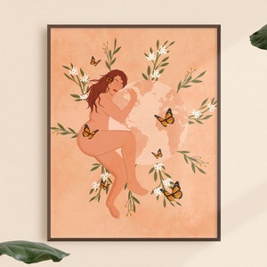 Earth Day Print, Peaceful Terracotta Art Print, Climate Poster, Mother Earth Print, Earth Illustration, Planet Earth Poster, Earth Art Print