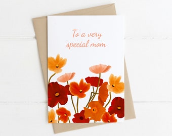 Mother's Day Card, Happy Mother's Day, Mother's Day Gift, Blank Inside, Floral Card, Handmade Card, Illustrated Art A6 Card