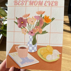 Mother's Day Card, Happy Mother's Day, Mother's Day Gift, Blank Inside, Floral Card, Handmade Card, Illustrated Art A6 Card image 2