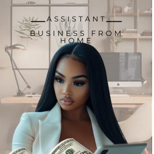 May include: A woman wearing a white blazer is holding a tablet and several £100 notes. The text on the image reads "Starting a Virtual Assistant Business From Home".