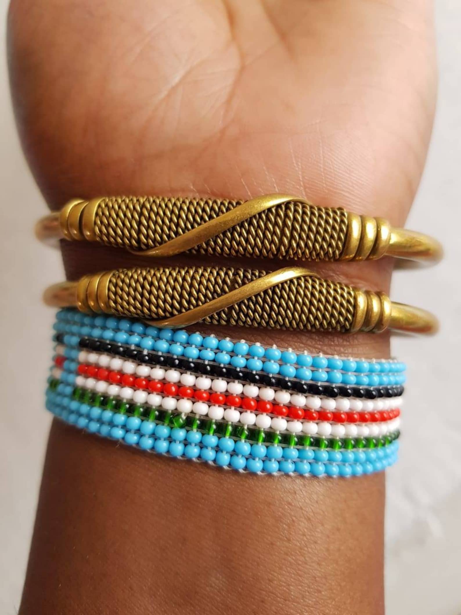 Brass Bracelets, Set of 2 Bracelets, Bracelets for Women, African