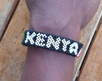 Kenyan flag bracelet, Personalized beaded bracelet, Customized bracelet, African beaded bracelets, name bracelet, bracelet gift