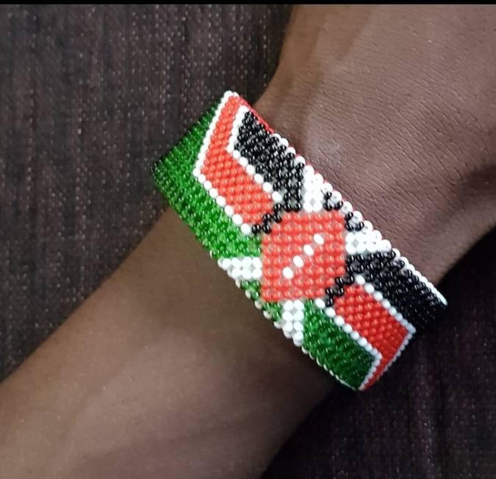 Kenyan Flag Bracelet, Personalized Beaded Bracelet, Customized Bracelet