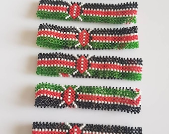 Bracelet drapeau du Kenya, bracelet de perles personnalisé, bracelet personnalisé, bracelets de perles africains, bracelet prénom, cadeau bracelet