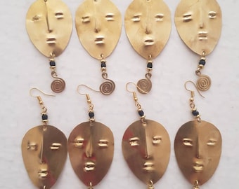 assorted earrings, African earrings, Brass earrings, earrings, 4 pairs