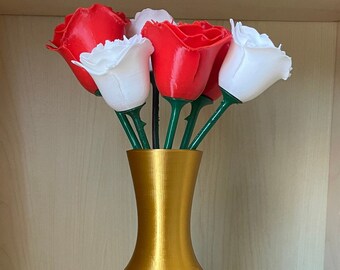 3d Printed Vase with 6 Flowers (Roses)