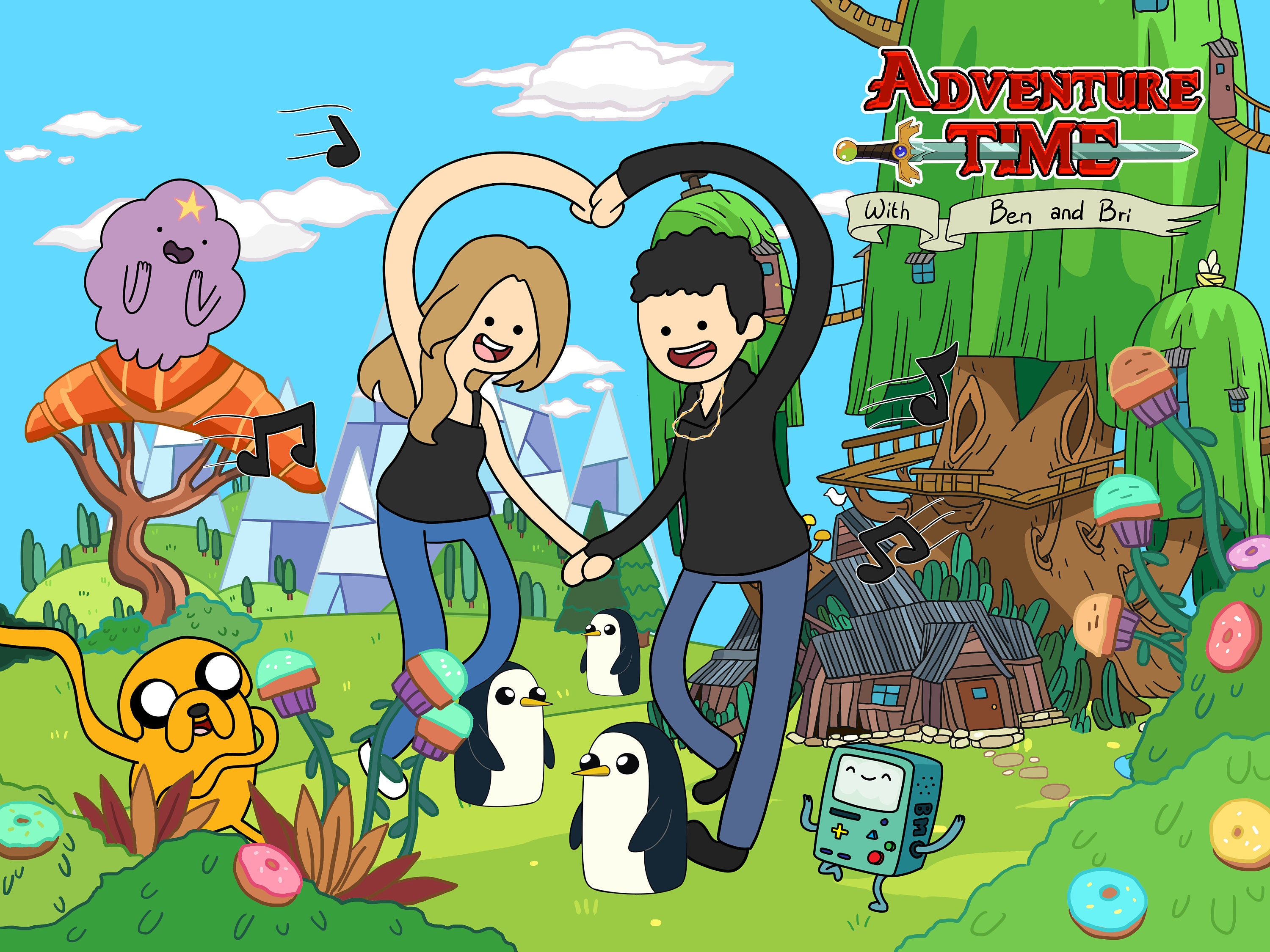 3000px x 2250px - Adventure Time Cartoon Custom Portrait Illustration Couple - Etsy
