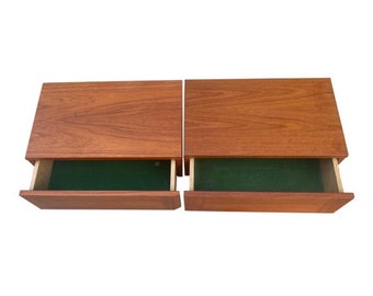 Danish Modern Teak Wall Mounted Floating Nightstands