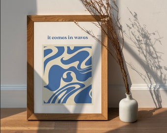 abstract waves poster | waves print | abstract poster A4 A3