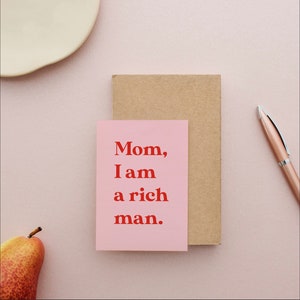cartolina mamma sono un uomo ricco | cartolina del femminismo | biglietto d'auguri