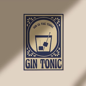 Gin Tonic Poster | Gin print | Cocktail poster A4 A3