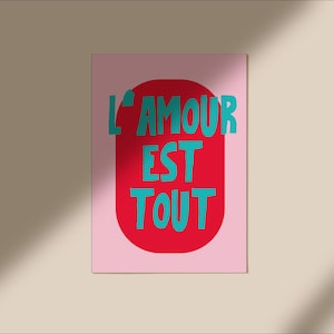 abstract quote love poster | boho shape print | French quote poster A4 A3