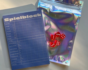 Panel de juego, juego de dados / Kniffel / Yahtzee / Juego de bolsillo