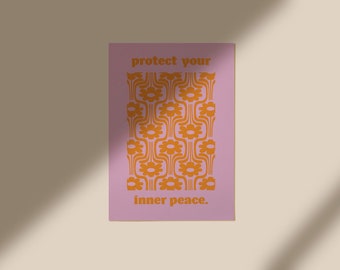 abstract retro Poster | retro print | inner peace poster A4 A3