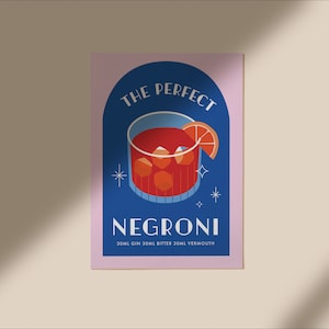 Negroni Poster | Negroni print | Cocktail Poster