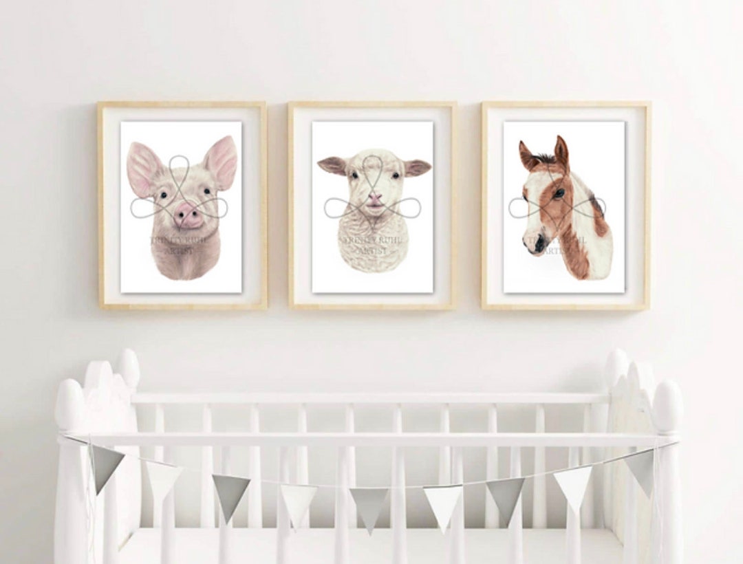 Farm Animal Nursery Prints Etsy