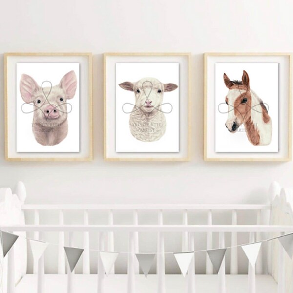 Farm Animal Print Etsy UK