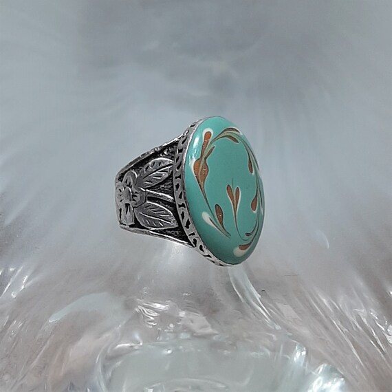 Porcelain Victorian Ring / Silver Ring 925 Victori