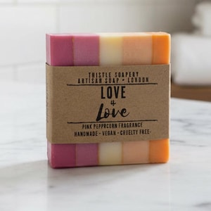 Lesbian Pride Handmade Vegan Soap | Pink Peppercorn Scent | Pride Flag Gift
