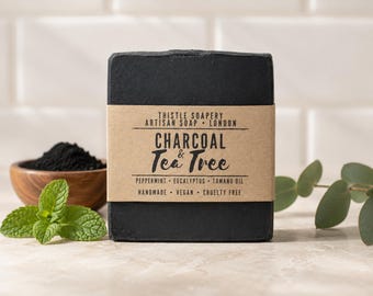 Activated Charcoal & Tea Tree Facial Soap with Tamanu Oil,  100g