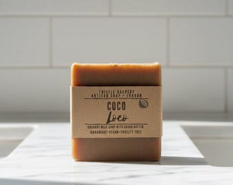 Coco Loco Coconut Milk Soap – Handmade Vegan Cocoa Butter Body Bar, 100g