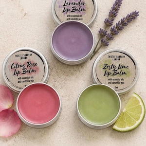 Handmade Essential Oil Lip Balm | Natural Vegan Lip Balm | Shea & Cocoa Butter | Handmade Lip Care