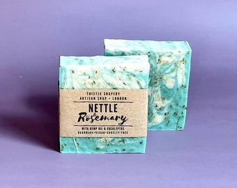 Nettle and Rosemary Handmade Exfoliating Soap- with pure essential oils VEGAN