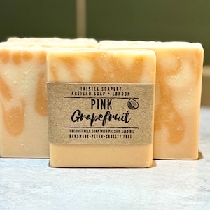 Pink Grapefruit & Passion Seed Oil Soap | Coconut Milk Base for Sensitive Skin | Vegan Friendly image 1