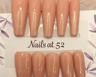 Simple Peach-Nude Glitter Ombré