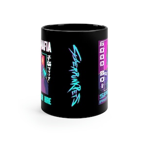 Coffee Mug Black - CyberpunkPets -Kitty Mafia VS Good Boi