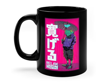 Coffee Mug Black - CyberpunkPets - Relax Damn