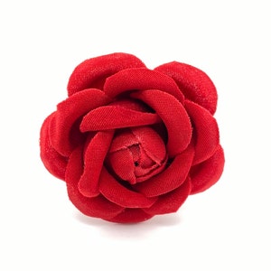 Red Rose Satin Flower Brooch