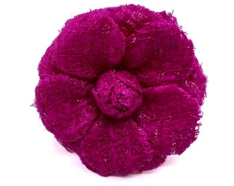 Magenta Shimmer Tweed Flower Brooch