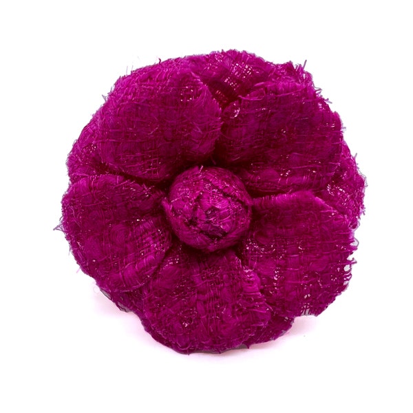 Magenta Shimmer Tweed Flower Brooch