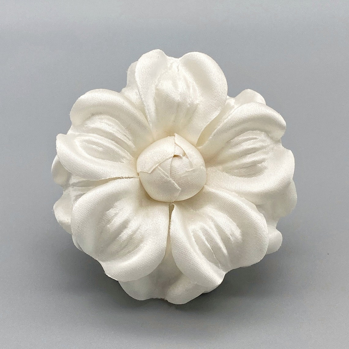 Ivory Satin Fabric Flower Brooch | Etsy