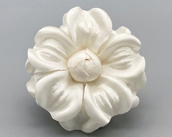 Ivory Satin Fabric Flower Brooch