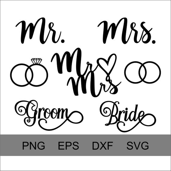 Download Wedding wine glass decals svg Mr&Mrs SVG wedding rings DXF ...