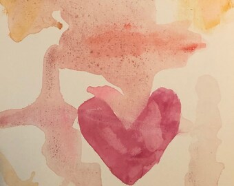 Heart watercolor on canvas