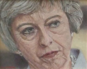 PRIME MINISTER/Portrait/Lady Theresa May/Unique/Original/Fine Art/Wall Art/Gift/Social History/Oil painting/Framed