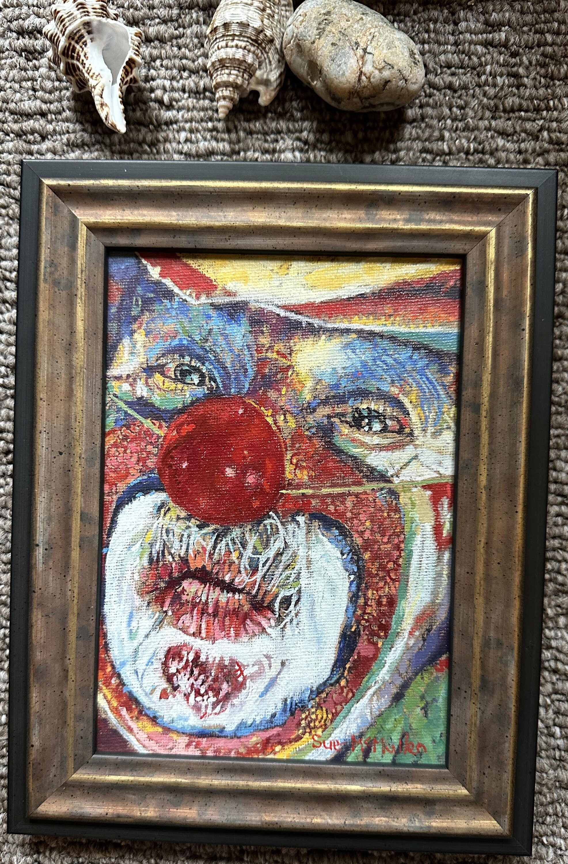 オリジナルのピエロ油絵：楽しい象徴主義の肖像画アート（7x5） - Etsy