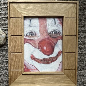 FELIZ/Artista mimo/Pintura al óleo/Bellas artes/Alegría/Payaso/Arte mural/Original/Enmarcado/Regalo